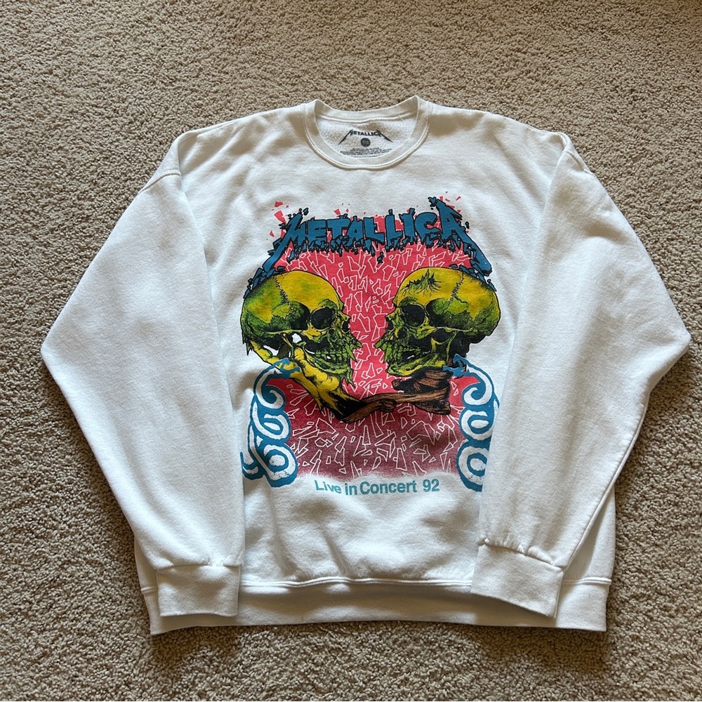 Metallica Live in Concert 92 White Crewneck Sweatshirt